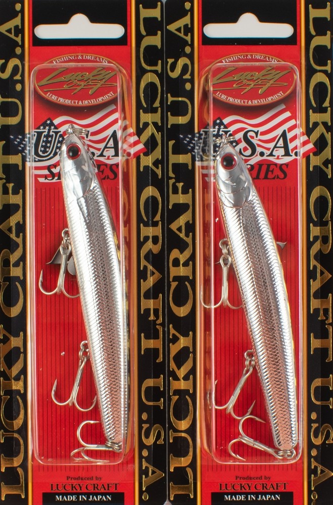 (LOT OF 2) LUCKY CRAFT WANDER SLIM 110 3/4OZ WDS110-074 CHROME B6314