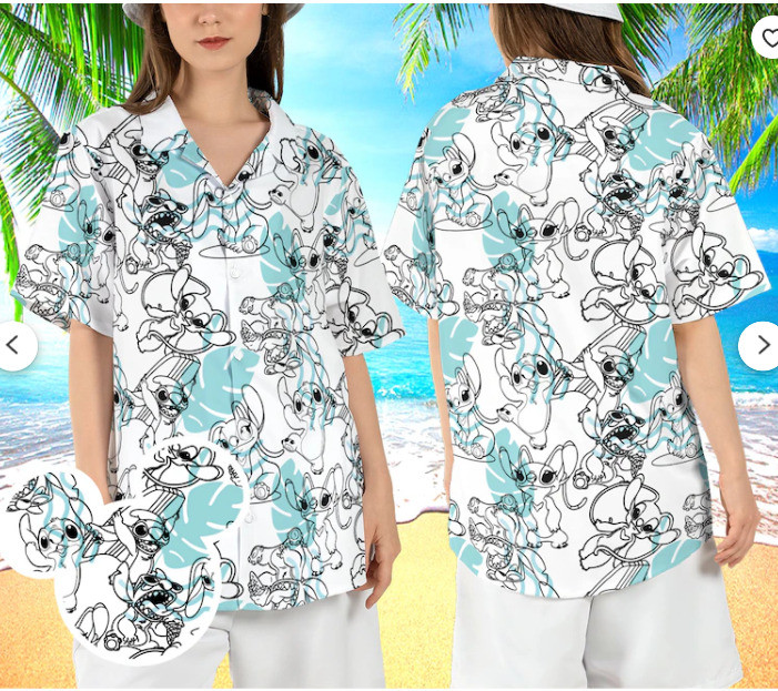 Stitch and Angel Summer 3D HAWAII SHIRT HALLOWEEN GIFT BEST PRICE OVER PRINT