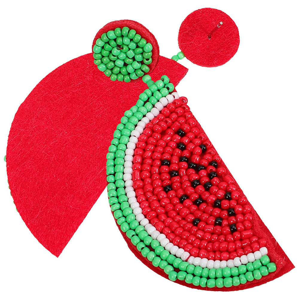 Hoops Watermelon Fruit Bead Earrings Contemporary Fashionable Miss