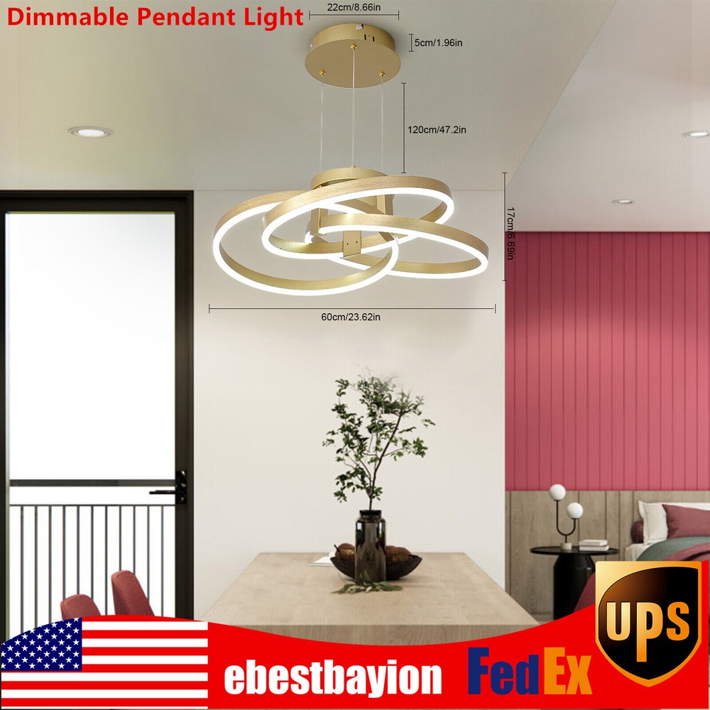 Modern Gold Wave Dimmable LED Pendant Lamp for Dining Room