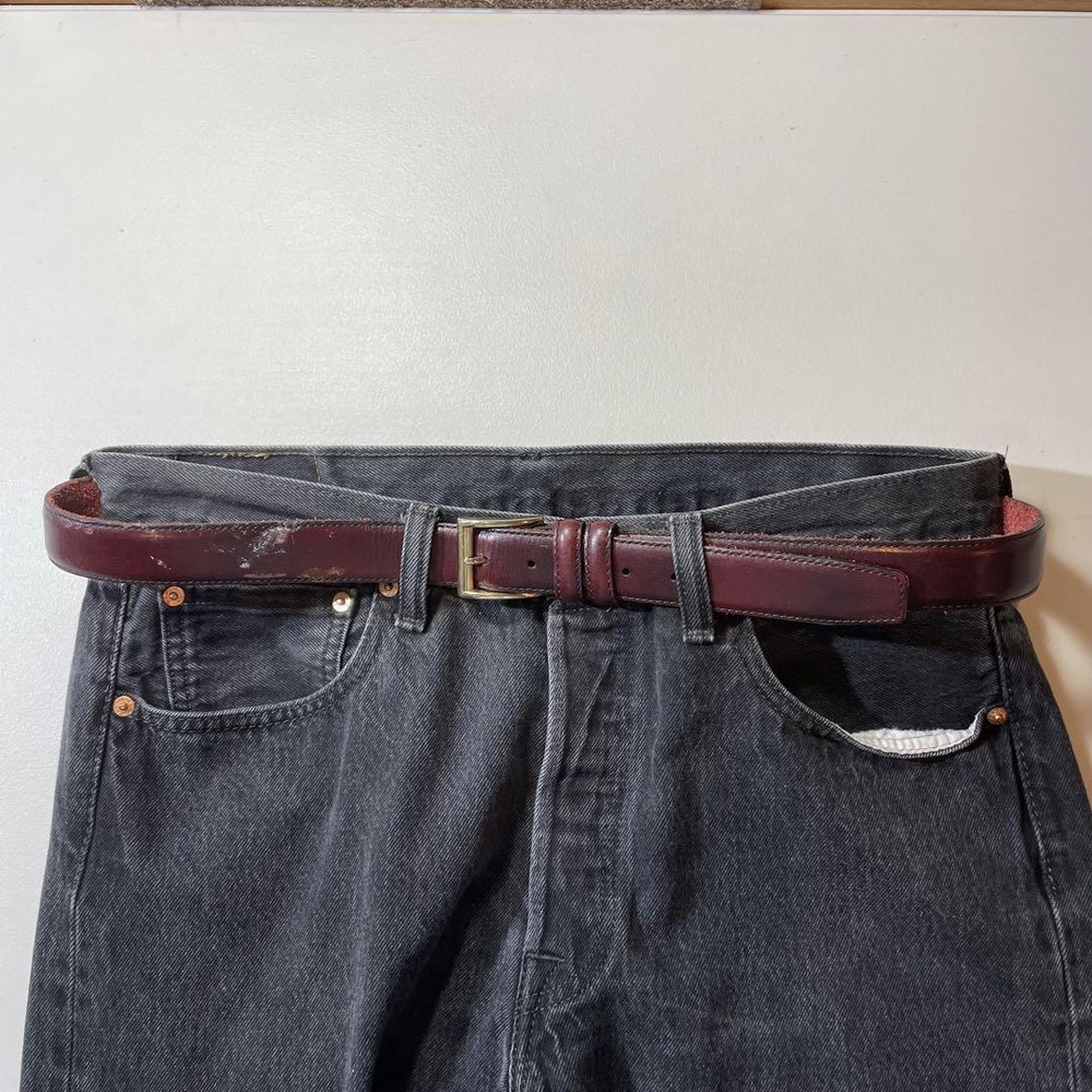 Genuine Dark Brown Vintage Leather Belt Adjustable Size 40 USA Made