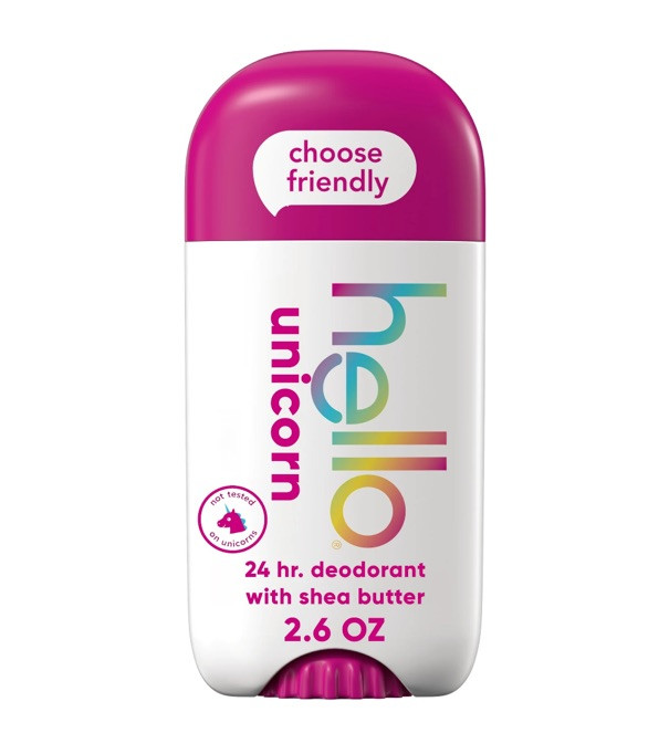 Hello 24Hr Deodorant Shea Butter Unicorn Watermelon Scent - Aluminum Free, 2.6oz