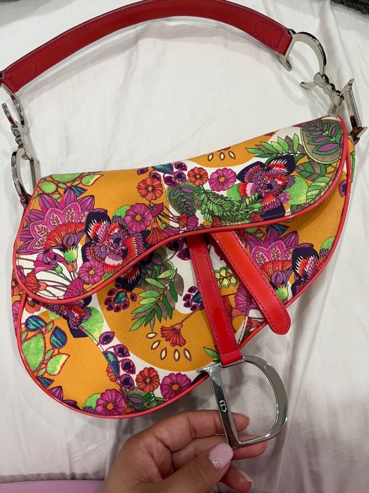 Vintage Dior saddle bag floral print John Galliano 2004 collection