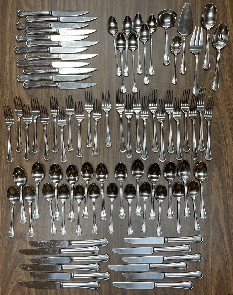 REED & BARTON Arlington Newton Stainless 18/10 FLATWARE 85 Pieces Serving READ