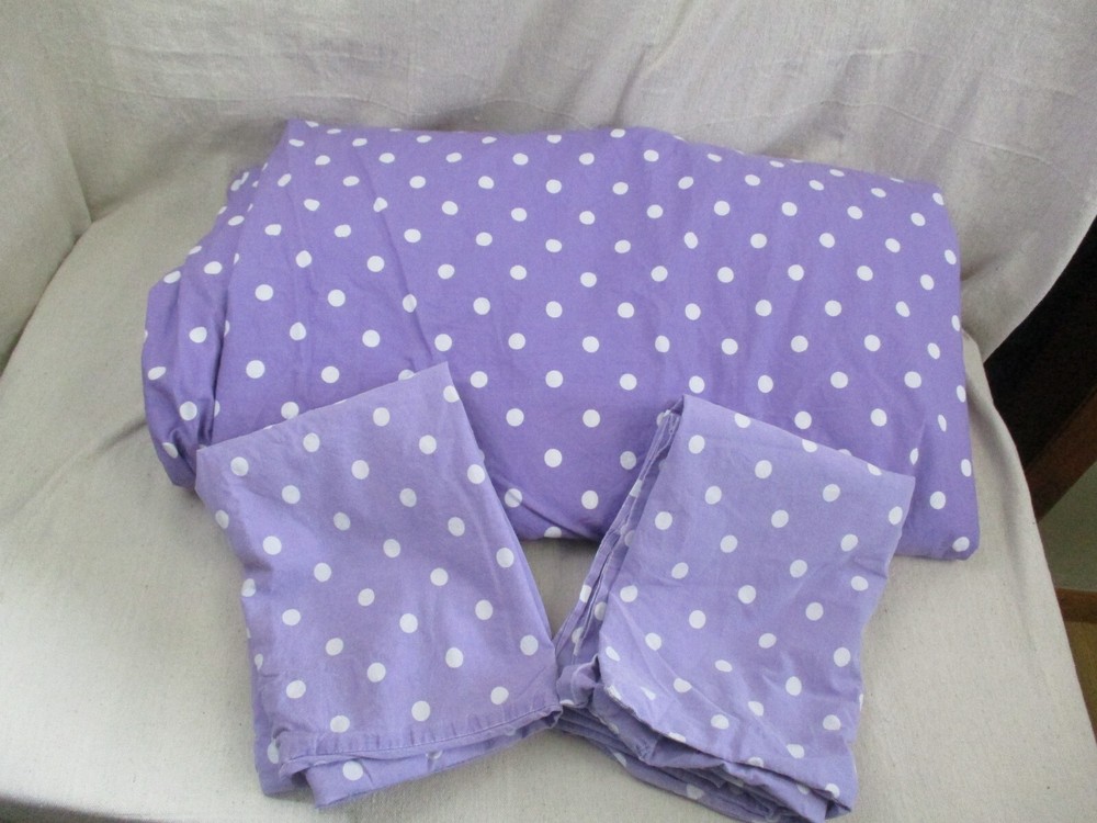 Polka Dot Purple and White Full Queen Duvet Cover Set with Pillowcases by Pottery Barn Teen