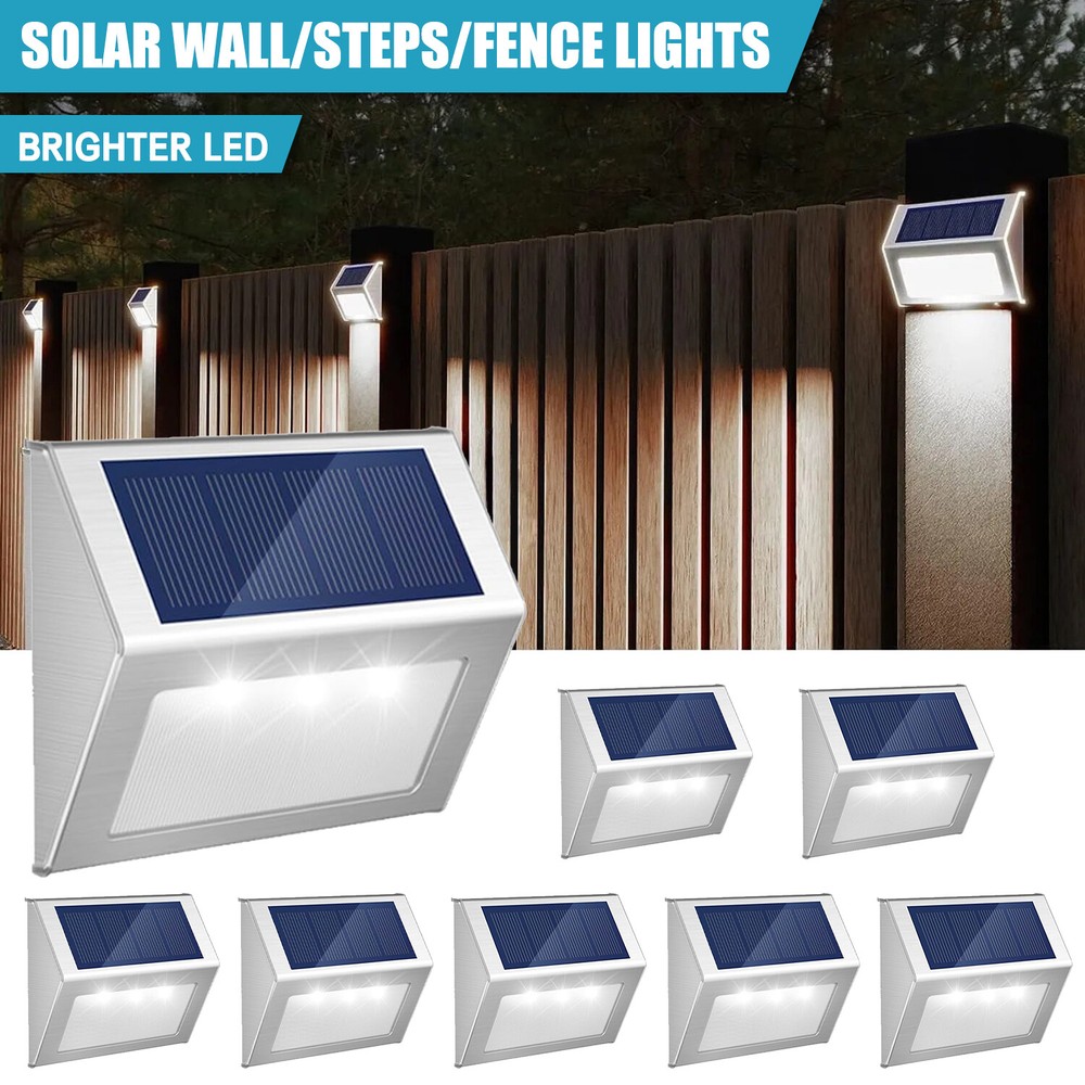 4-12x Solar LED Deck Lights for Pathway, Garden, Stairs, Fence Outdoor Illumination