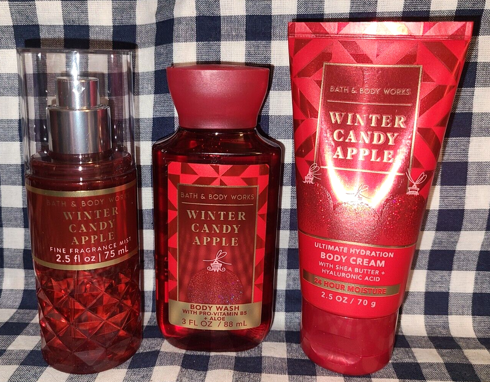 Winter Candy Apple Travel 3 Piece Set Bath & Body Works FREE SHIP!