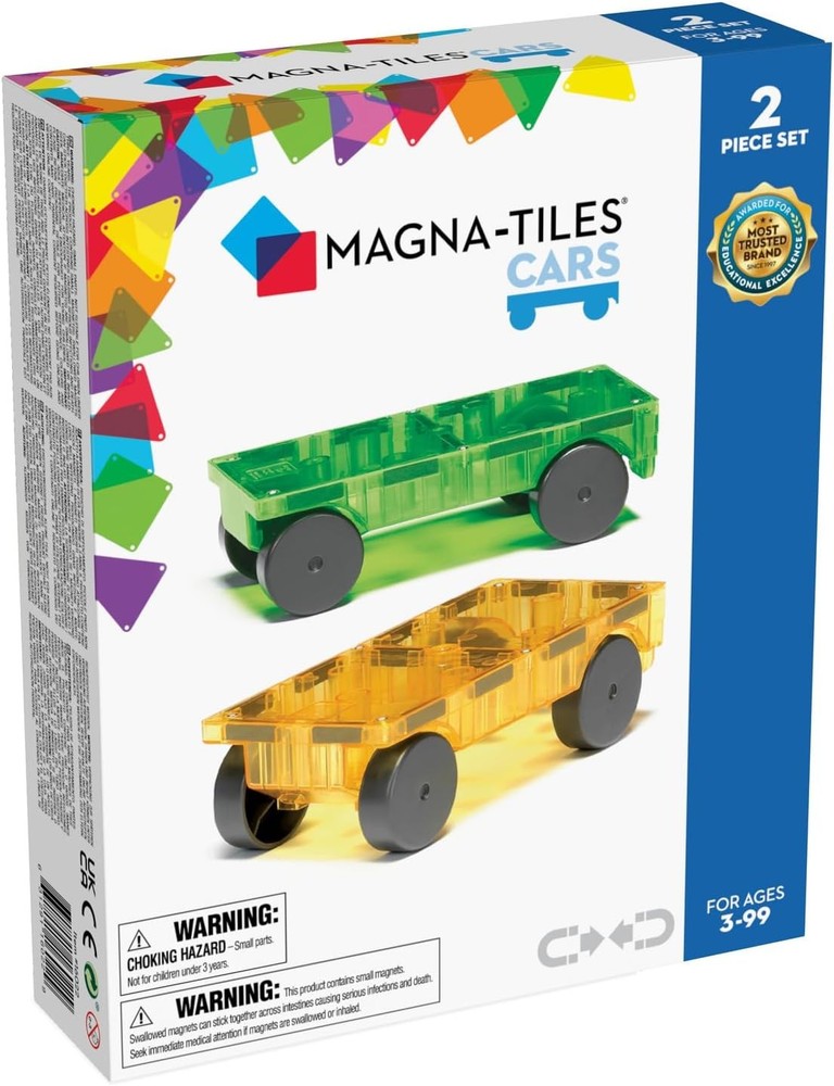 MAGNA-TILES Green and Yellow Magnetic Car Set 2-Piece