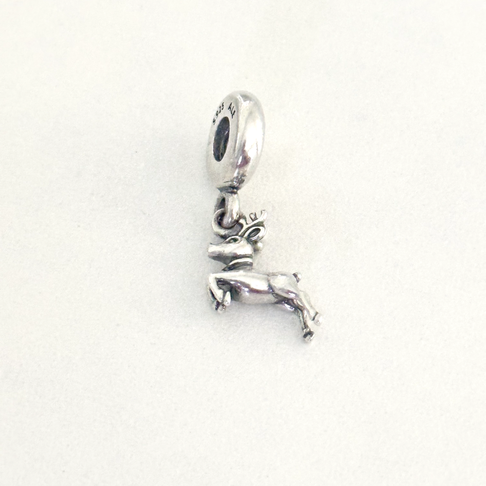 Pandora Retired 925 Sterling Silver Reindeer Christmas Holiday Charm