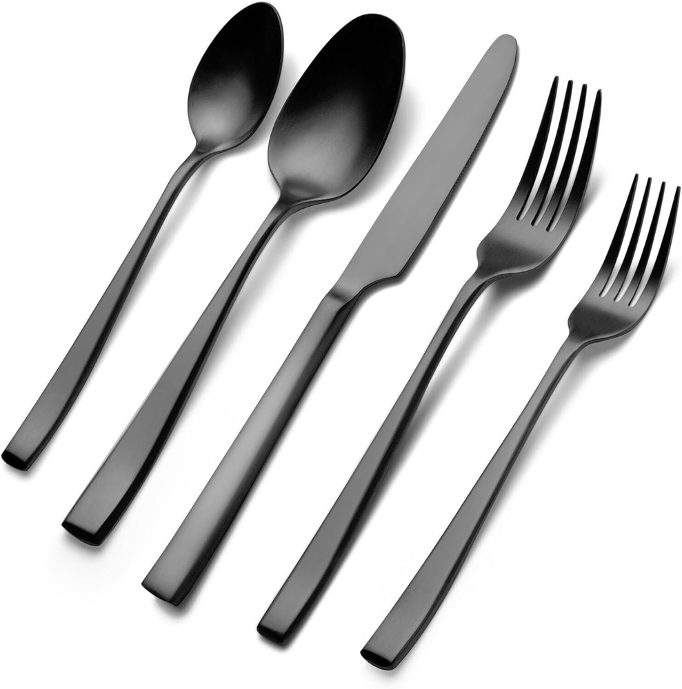 40-Piece Black Stainless Steel Cutlery Set for Premium Dining
