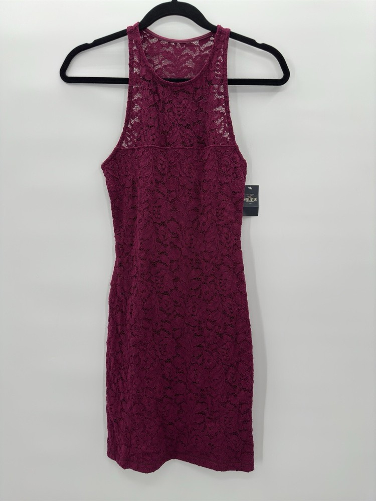 Hollister Burgundy Lace Mini Sleeveless Dress Women’s Size XS New