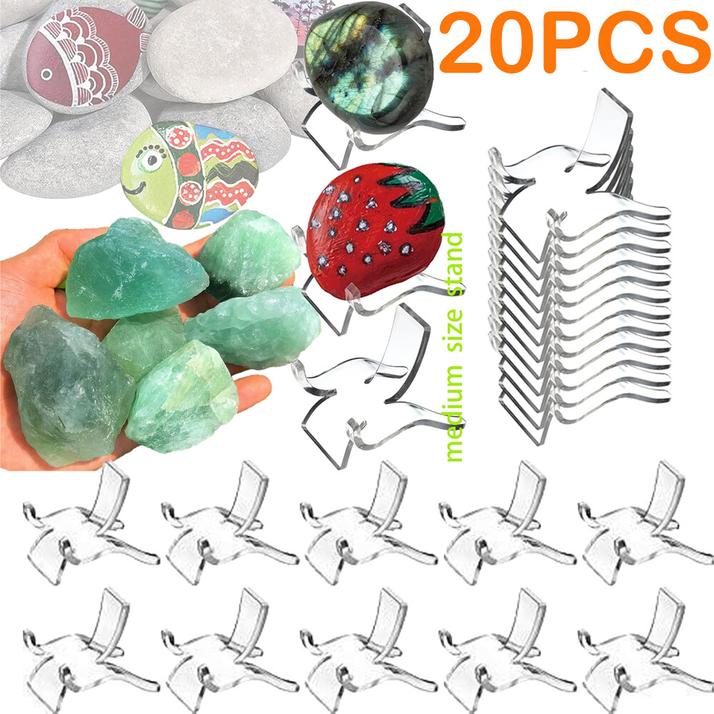 20Pcs Crystal Stand Rock Display Holder Stand Acrylic Crystal Clear Display Ease