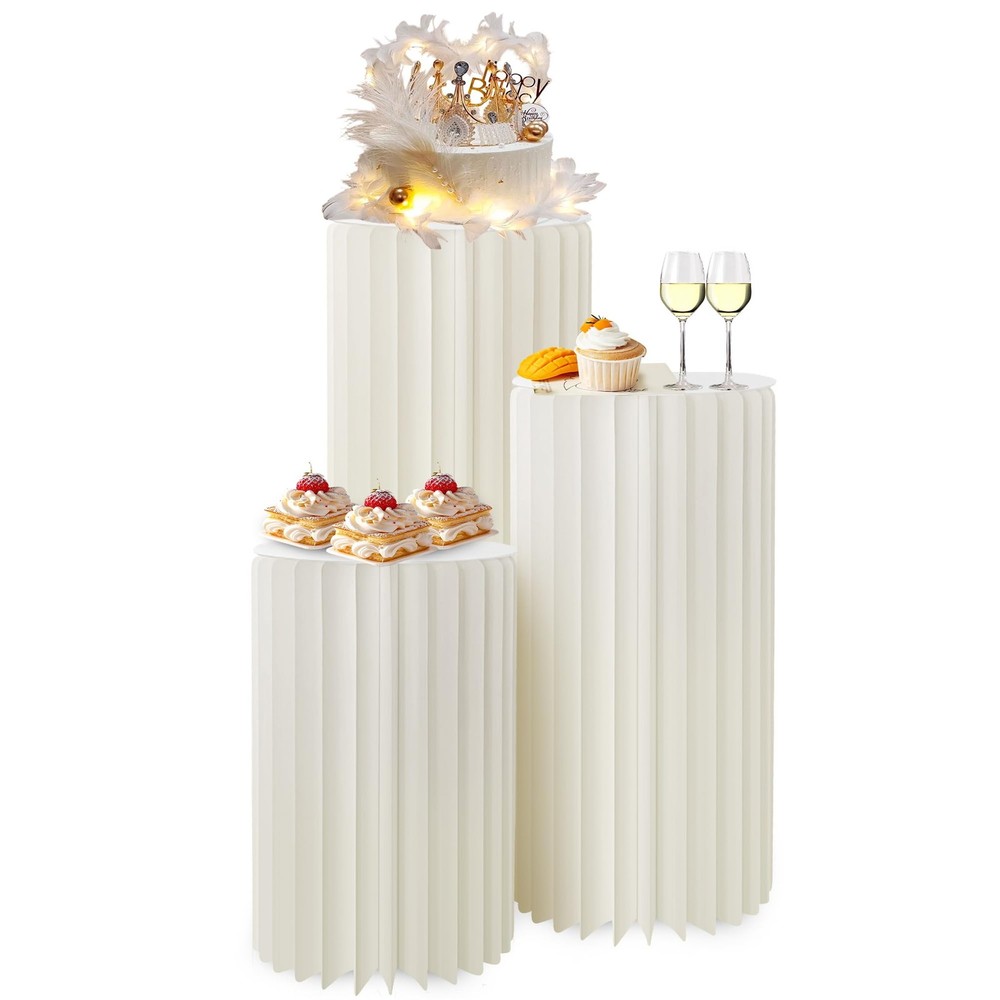 3PACK Cylinder Pedestal Stands for Party with Acrylic Disc, 31, 23