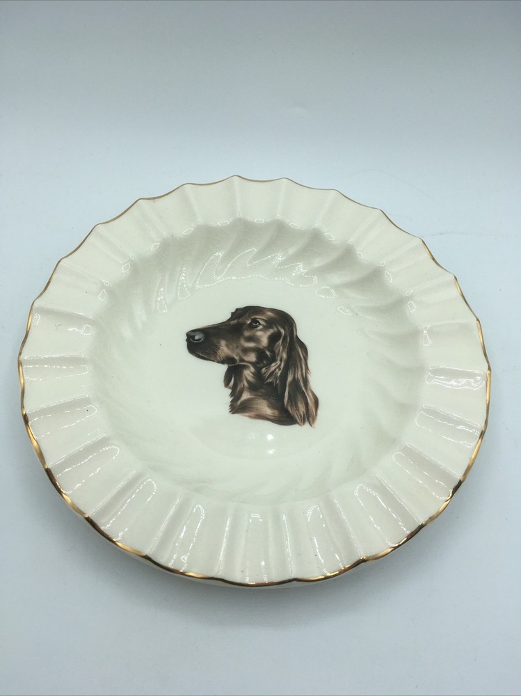 vtg Sandland Hanley staffordshire brown lab dog ashtray trinket bowl dish