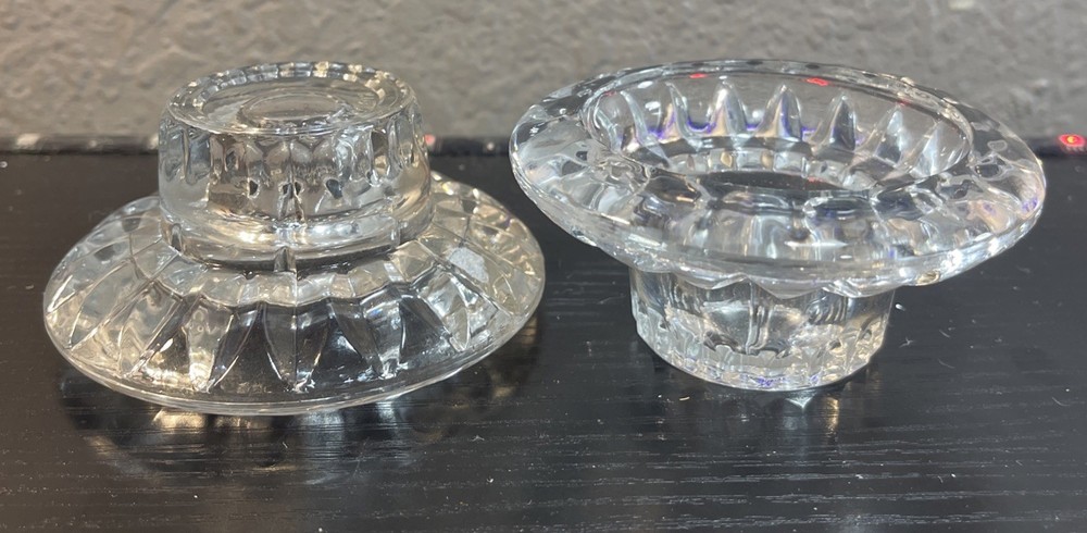 KIG Malaysia Vintage Glass Votive or Taper Candle Holders Set of 2