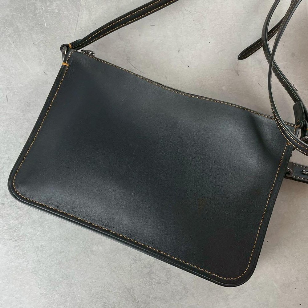 Coach black leather mini crossbody shoulder bag - good condition