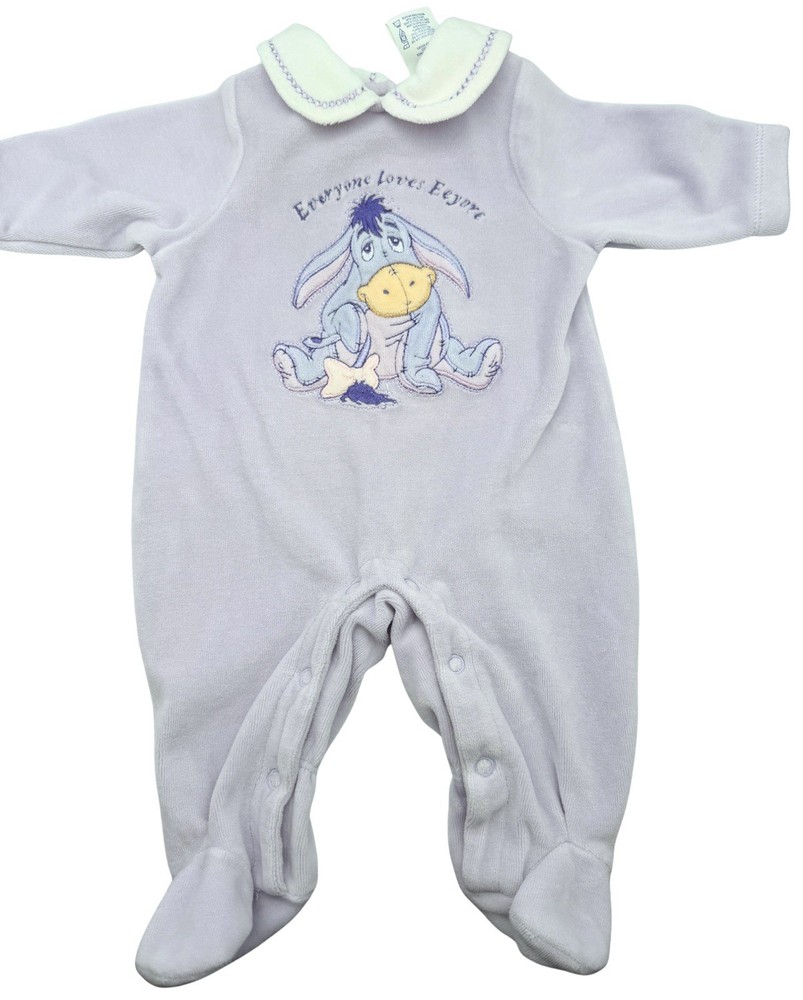 Disney Baby Eeyore Footed Sleeper 0-3 Months Blue Embroidered One Piece