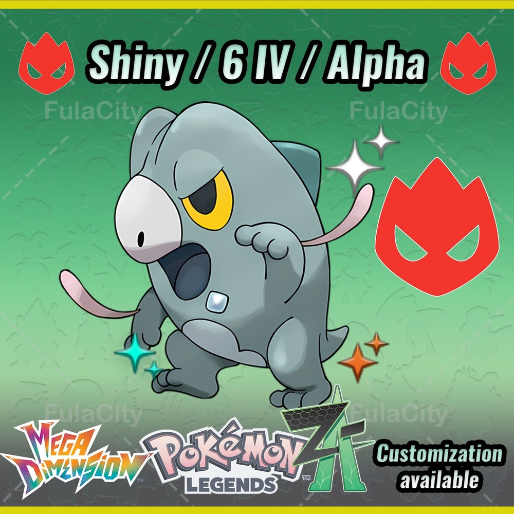 Frigibax ❗❗❗ Alpha Shiny ❗❗❗ Pokemon Legends ZA  ⚫ 6 IV 🟢 @ Any item
