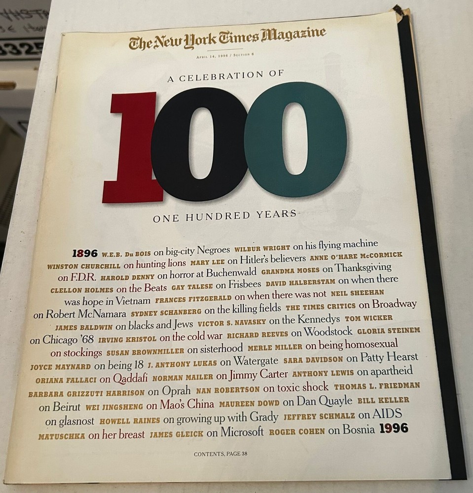 NEW YORK TIMES MAGAZINE Celebration Of 100 Years' Edition. 04/14/96.  GOOD.-image