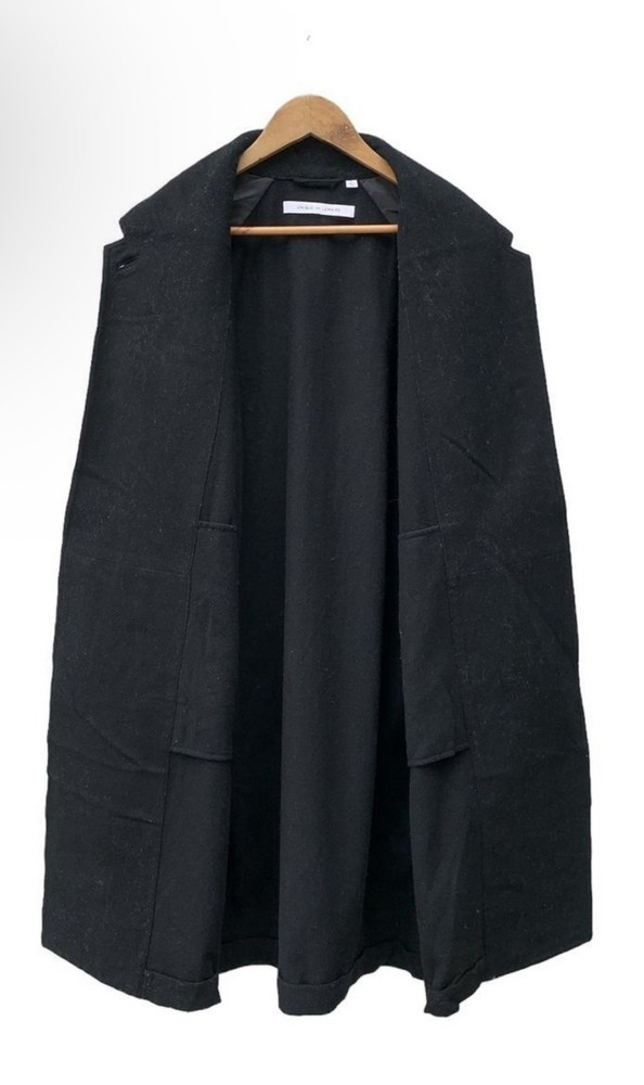 Uniqlo Lemaire Black Wool Cashmere Size M Buttonless Coat Used Collectible