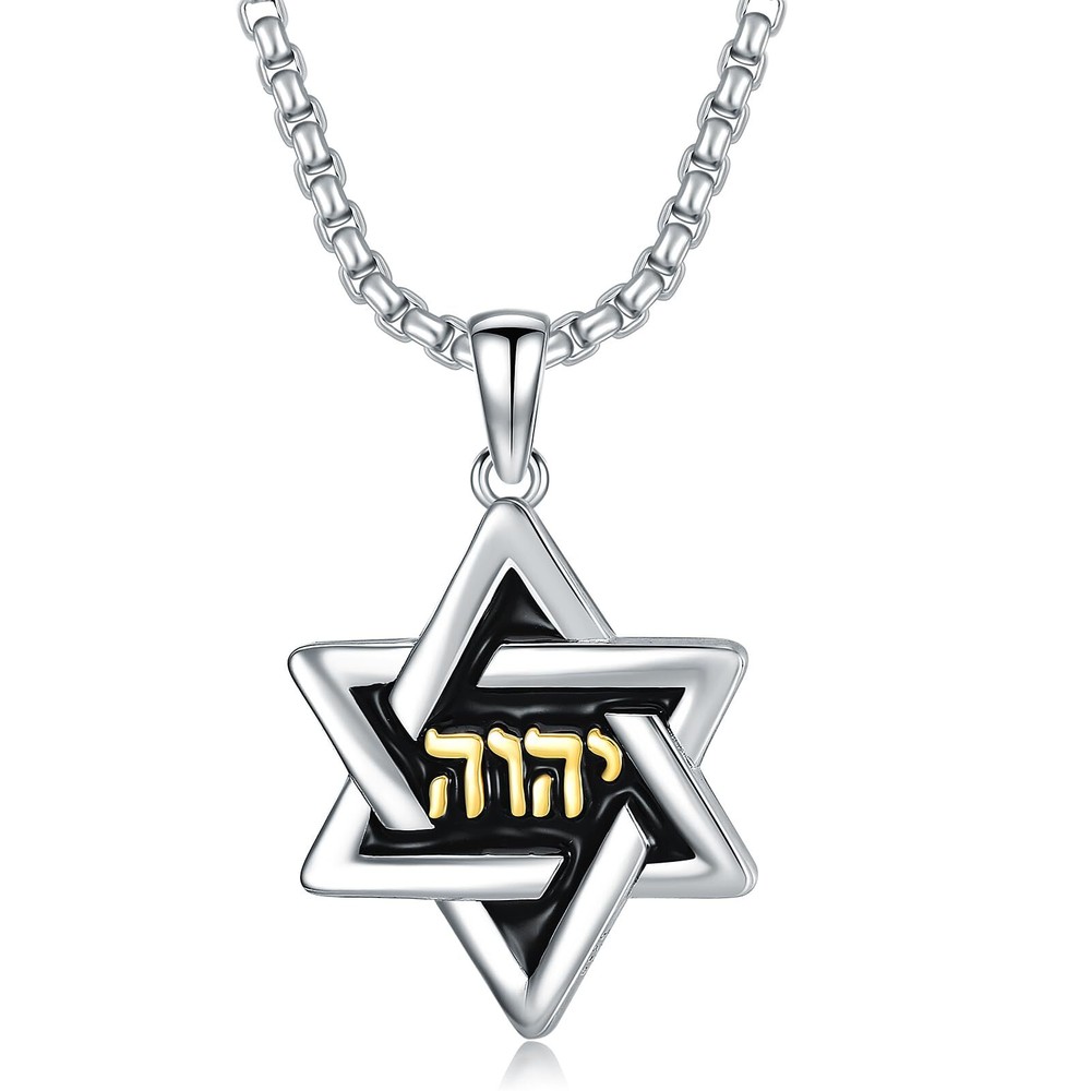 Star of David Necklace 925 Sterling Silver Jewish Star Pendnat with Name Of G...