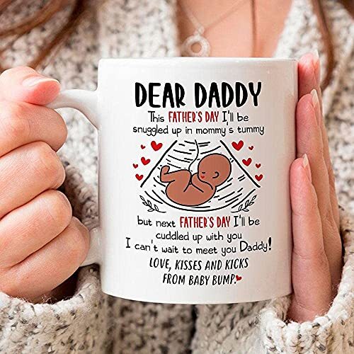 Personalized Dear Daddy Happy Father's Day, Baby's Sonogram Picture Mug