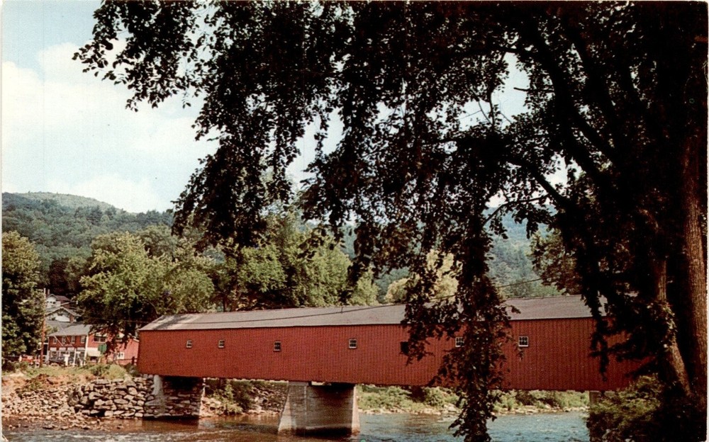Connecticut, covered bridge, Housatonic River, West Cornwall, scenic Postcard