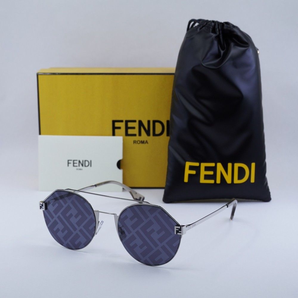 Fendi FE40060U 16X Silver Blue FF Pattern Mirror Sunglasses 55-21-145