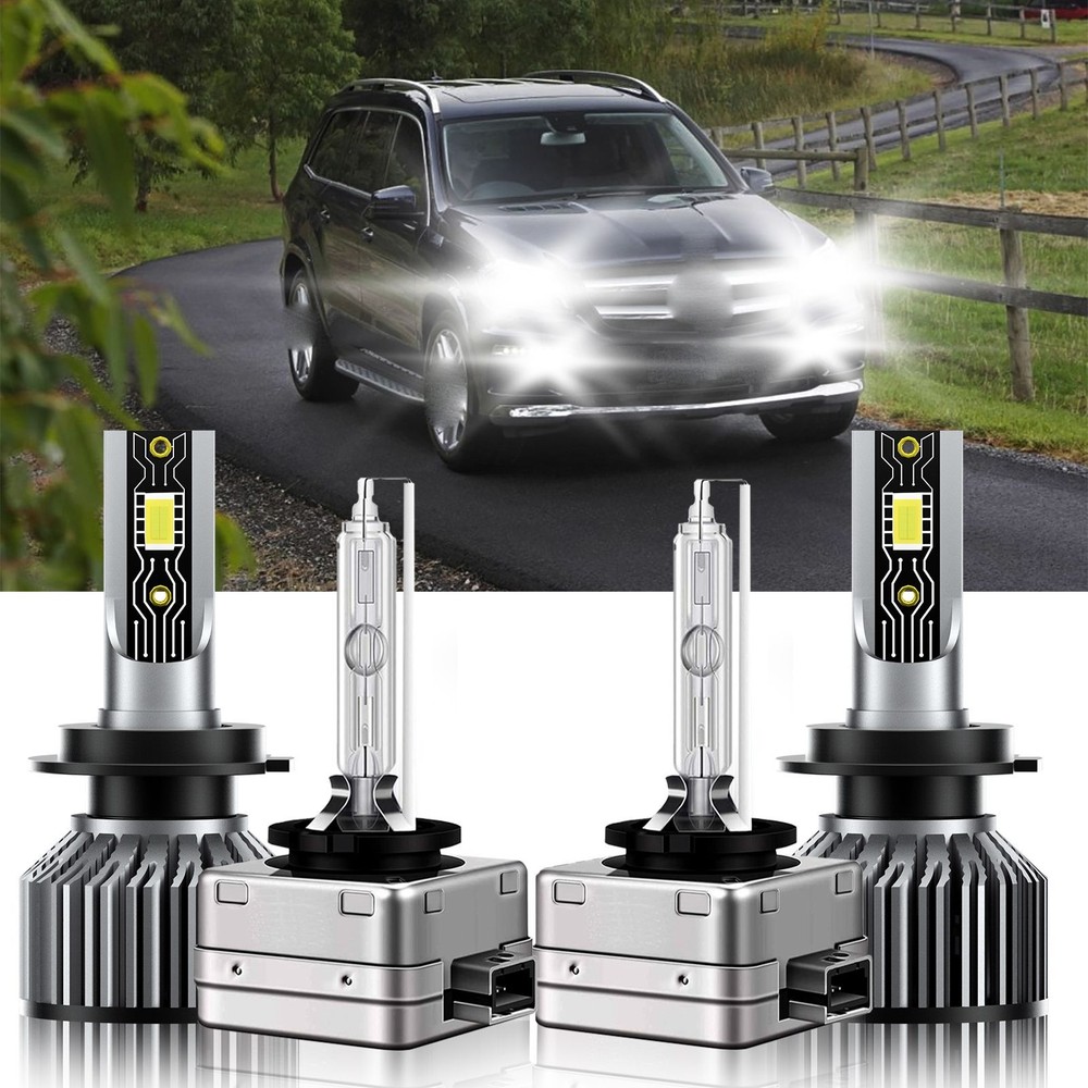 For Mercedes-Benz GL500 2008-2012 4x H7 D1S LED HID Headlight High Low Bulbs