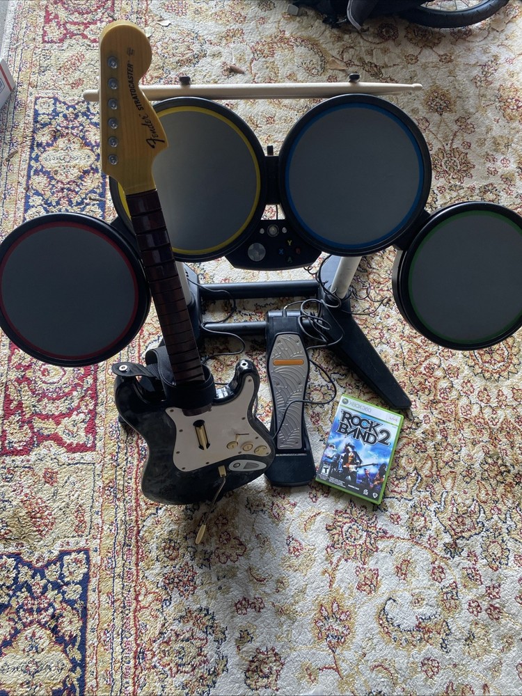 Rock Band Xbox 360 Bundle Drums Guitar & Game Tested