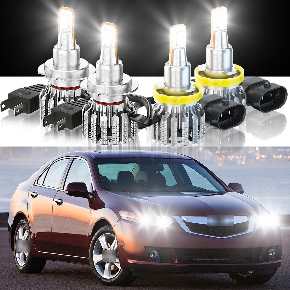 2009-2014 Acura TSX 4PCS LED Headlight & Fog Light Bulbs Combo 6000K White