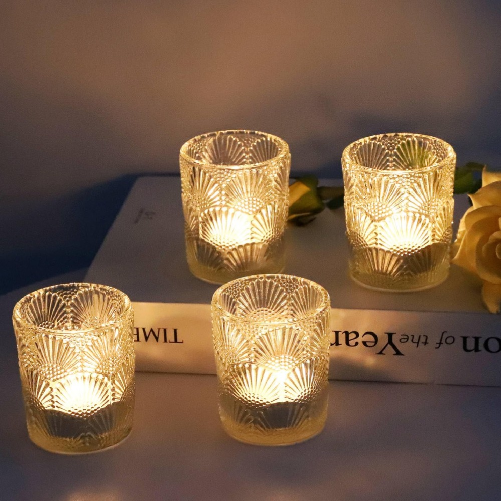 12Pcs Clear Glass Votive Tealight Candle Holders for Table Decor