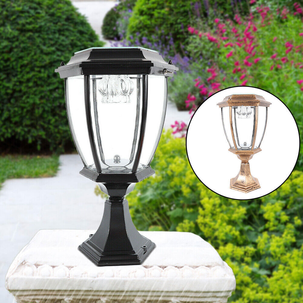 Outdoor Solar Powered LED Light Pillar Light Post Lamp Garden Yard Fence Lantern