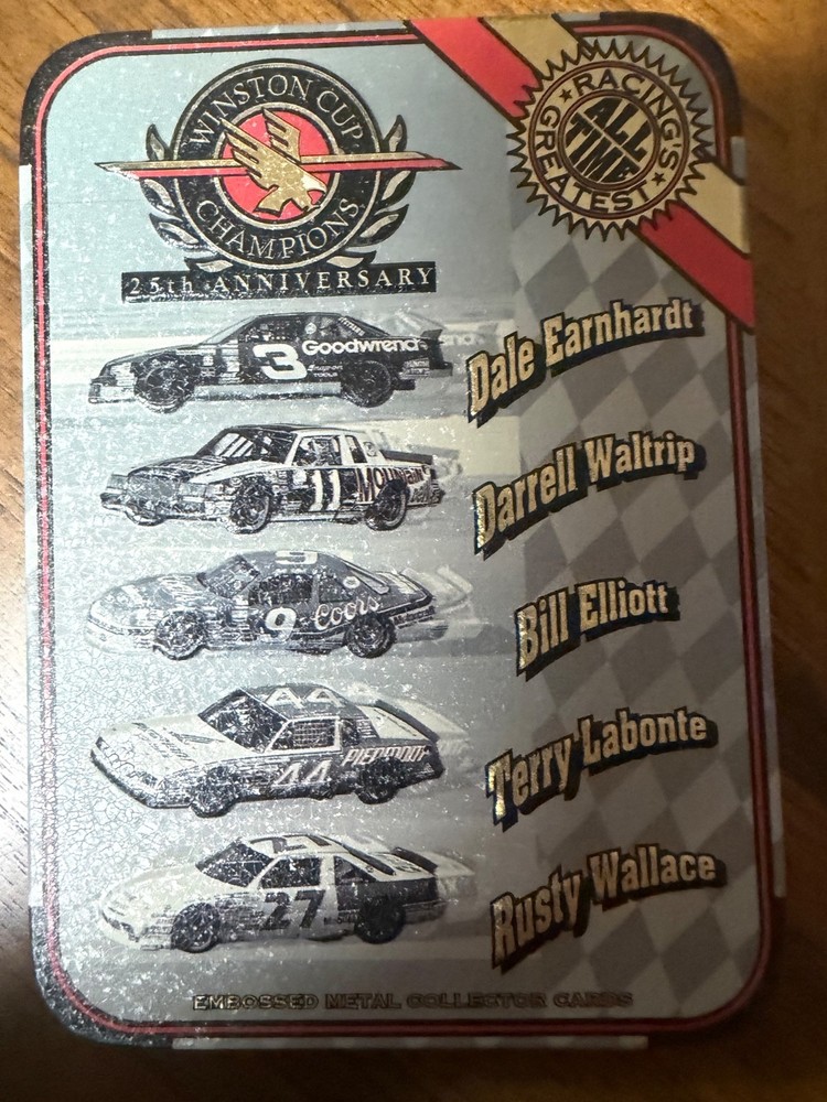 1994 NASCAR Winston Cup Champions 25th Anniversary Embossed Metal Card Set w/Tin