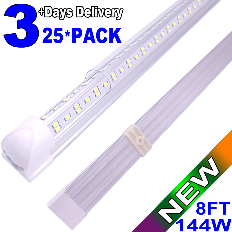 25/PACK 144W 8 Foot LED Shop Light 8ft LED Tube Light Integrated Fixture Lamp