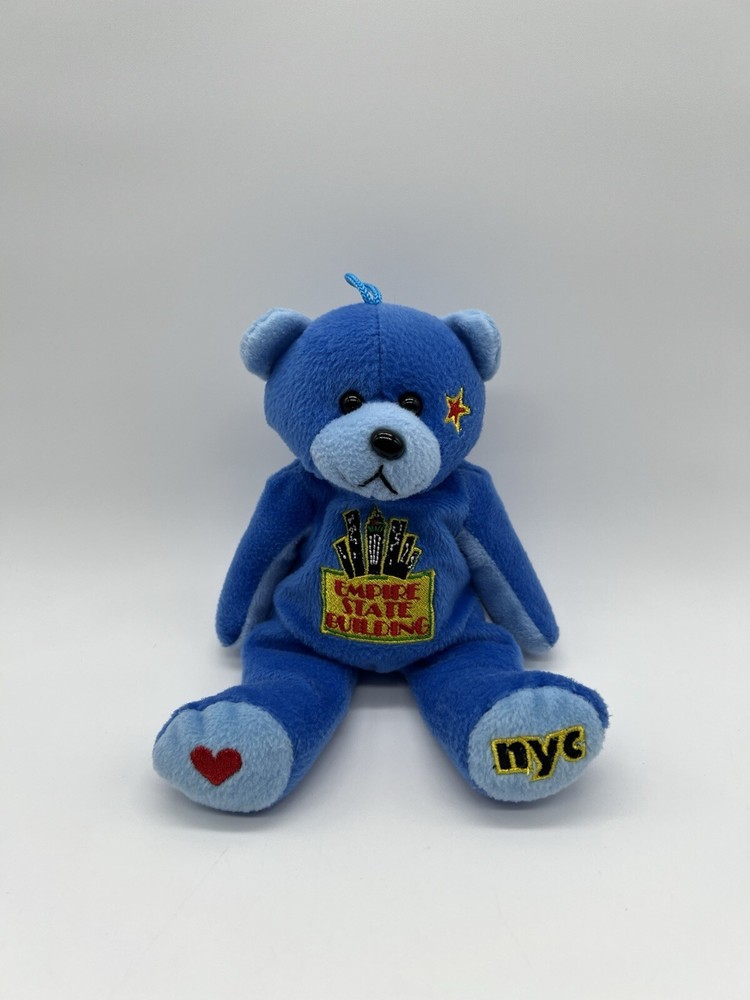 Empire State Building Blue Bean Bag Bear NYC 8”