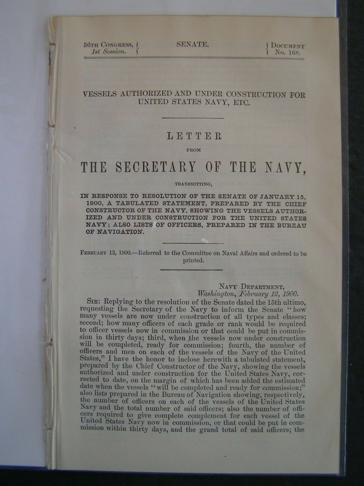 Government Report 1900 Vessels Authorized & Under Construction for U.S. Navy etc