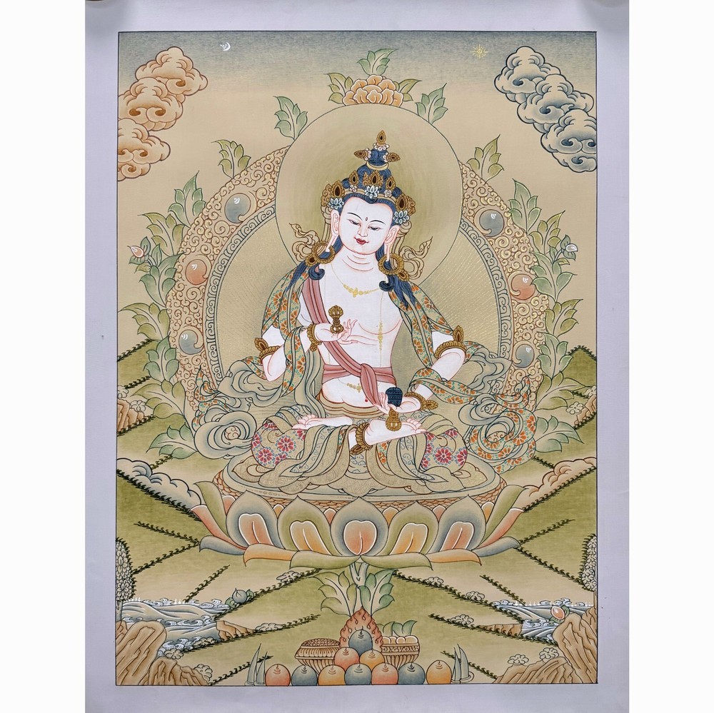 Vajrasattva Thangka Painting Authentic Tibetan Dorje Sempa Artwork