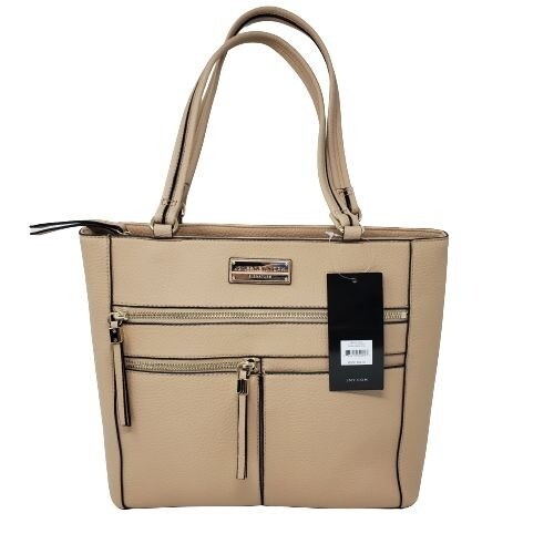 Jones New York Nellie Tote Bag Faux Leather Dual Handles Multiple Pockets