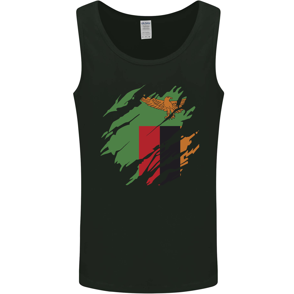 Torn Flag Zambia Zambian Mens Vest Tank Top