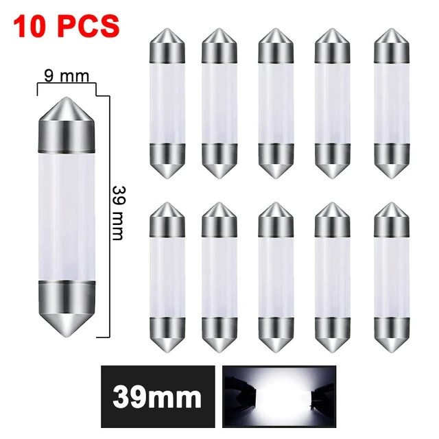 10PCS 39mm COB Bright White LED Car Interiors Dome Light Festoon Bulbs 12v Bulbs