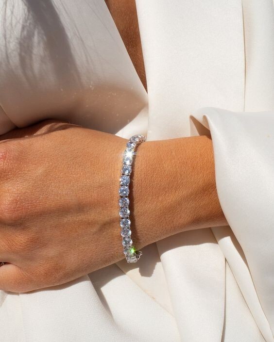 19CT Round Cut VVS1 Diamond 14k White Gold Finish Tennis Bracelet 7 Inch 4MM