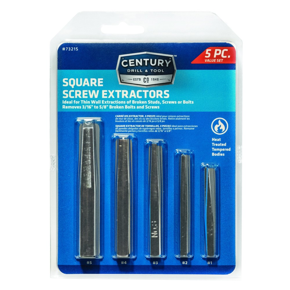 Century Drill & Tool Co SCREW EXT SQ FLUTE 5PC SET NO1 NO2 NO3 NO4