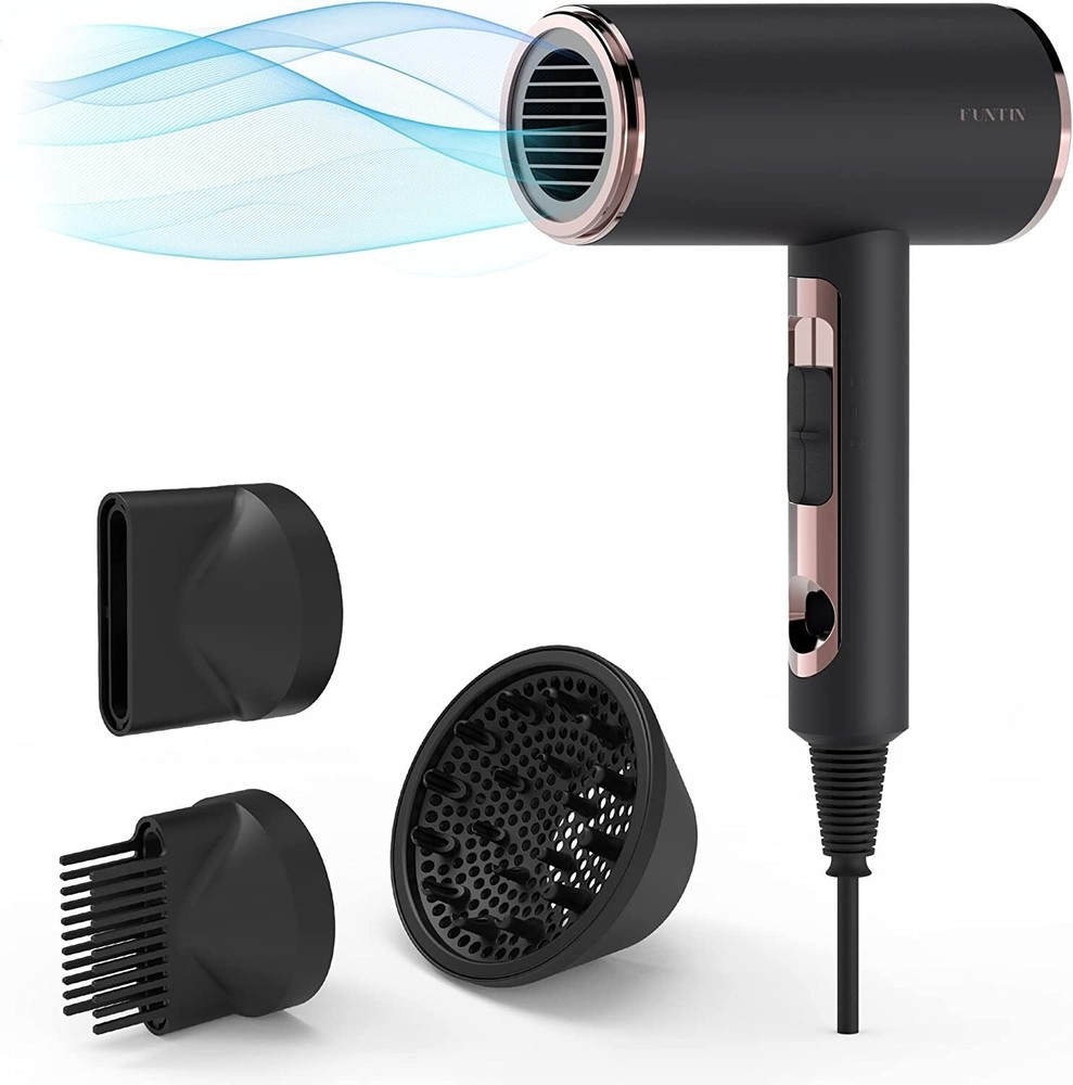 Blow Dryer with Diffuser Brush Comb for 4C Thick Curly Women's Hair