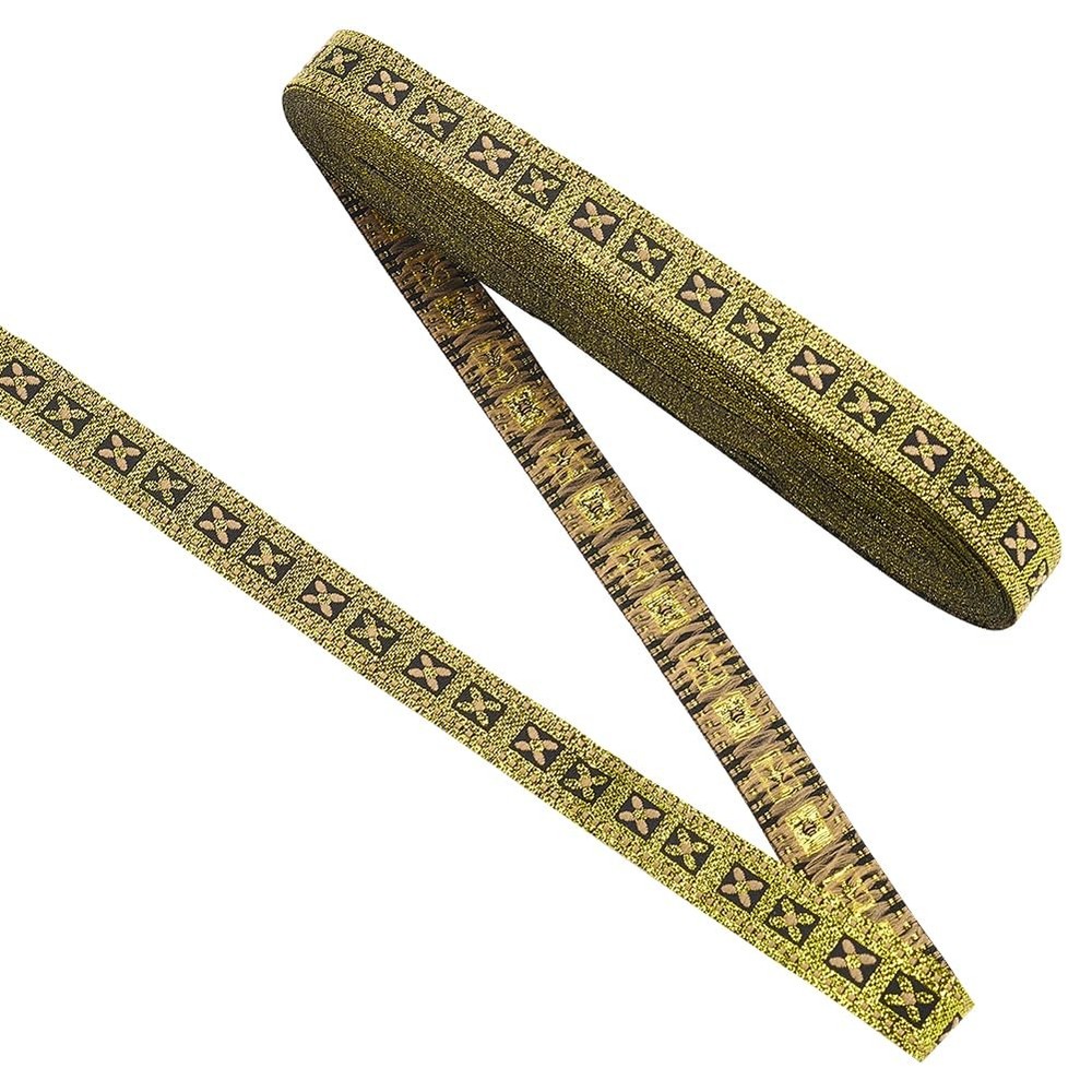 11 Yard Vintage Flower Metallic Jacquard Ribbon 1/2