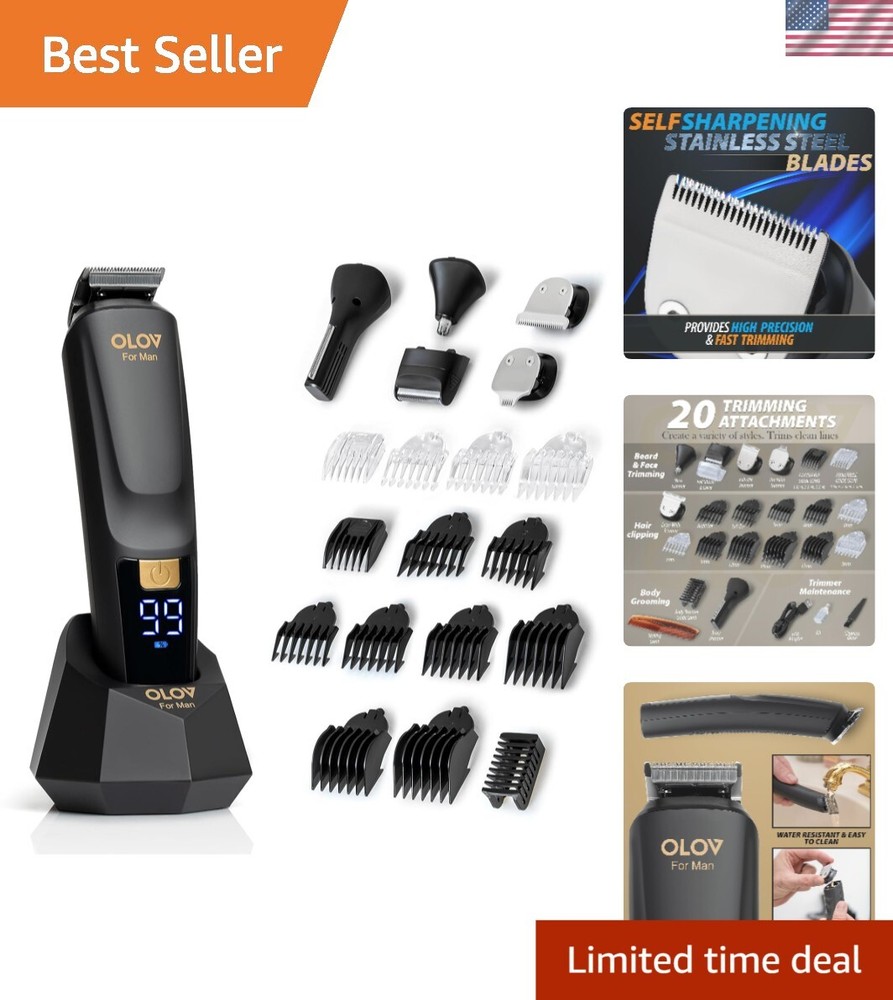Dual-Speed Waterproof Beard and Body Grooming Kit with 6 Versatile Attachments