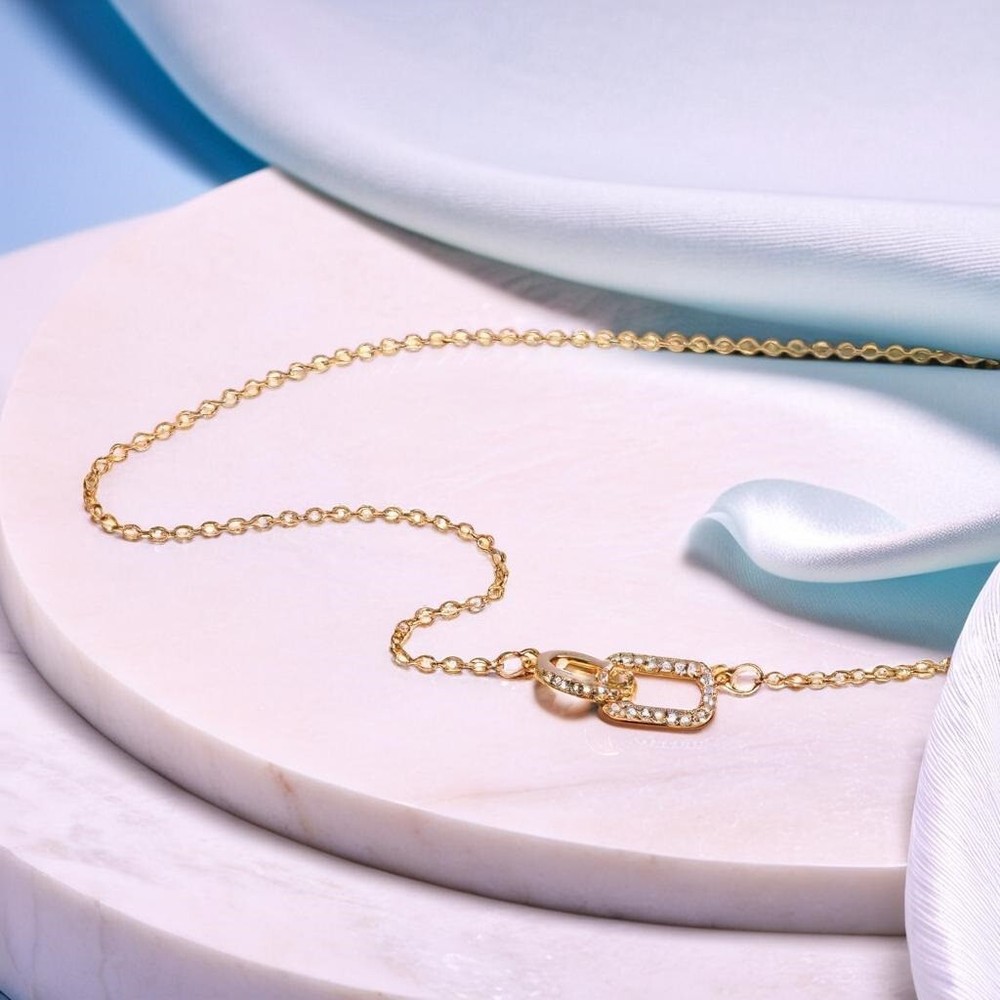 Linked Pave Stones Pendant Necklace, Infinity Love Jewellery, Birthday Gift