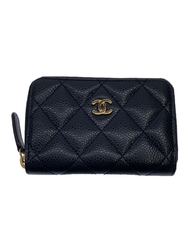Chanel A84511 Black Caviar Matelassé CC Card Holder Coin Purse Pre-Owned