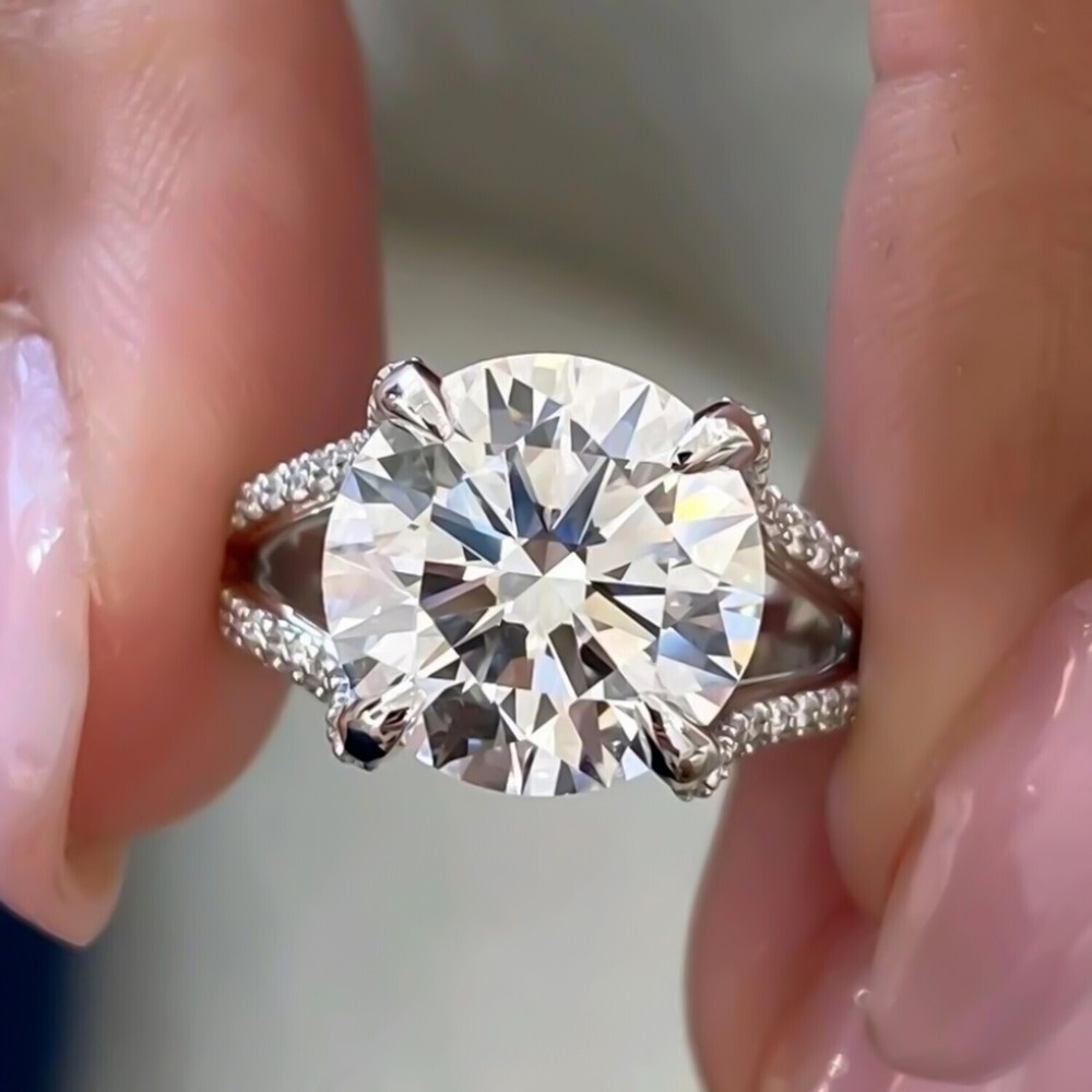 5.32 Ct Round Cut White Diamond Solitaire Ring 925 Silver Birthday Gift
