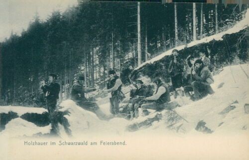 Postcard Holzhauer in the Black Forest at the end of work around 1910 (No.9214)